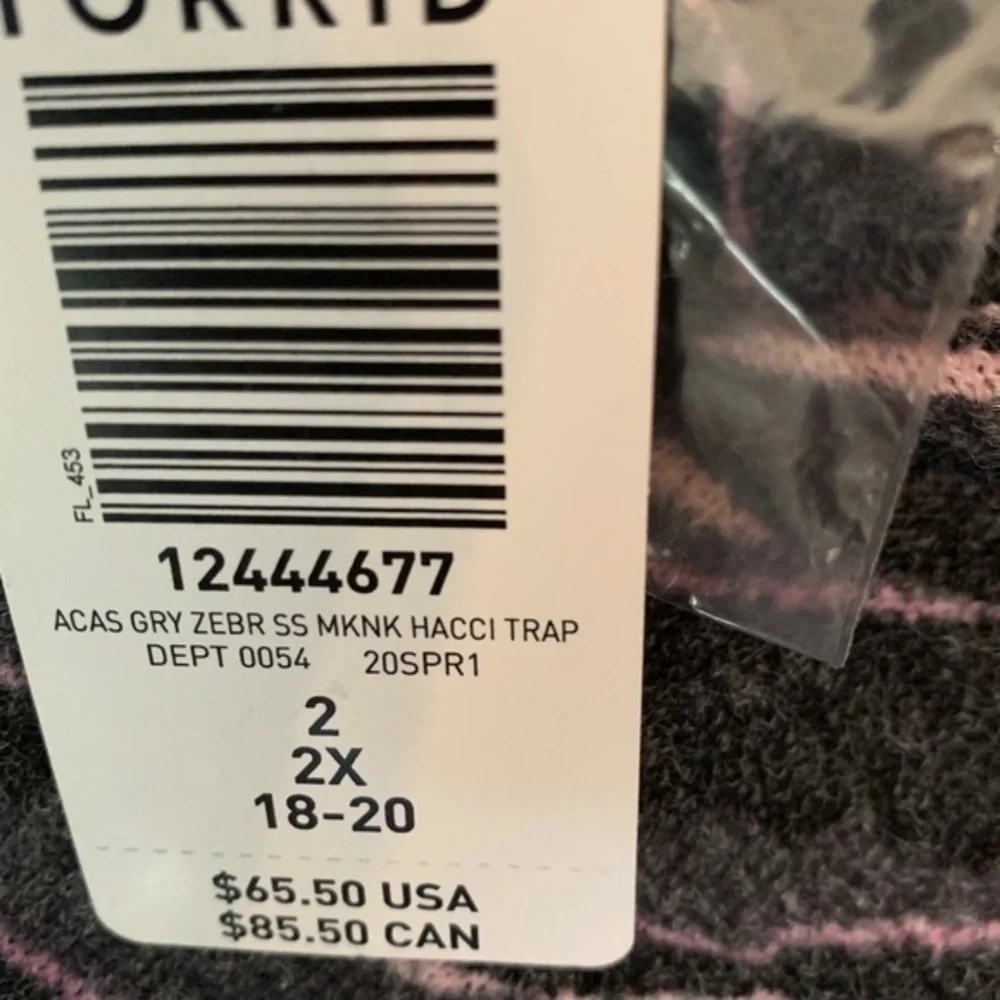 NWT Torrid size 2 pink and gray zebra dress